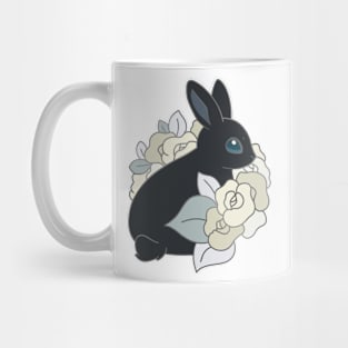 Floral Bunny - Black Mug